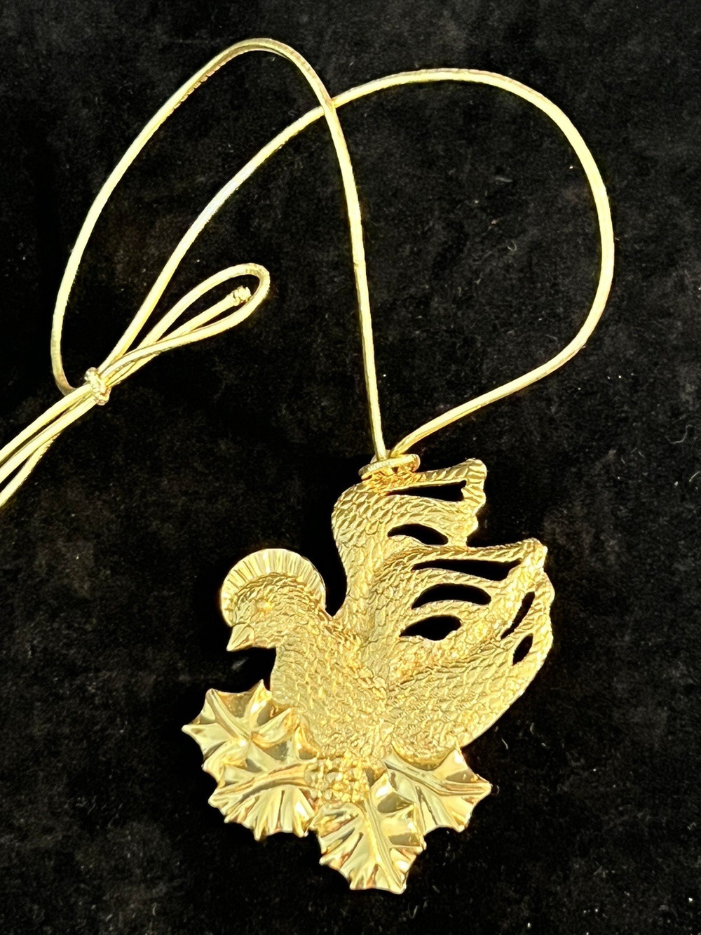 RARE Signed Gerry's Gold Dove Bird on Holly Christmas Ornament Original Box VTG